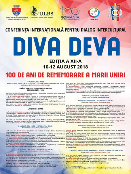 Conferinţa pentru dialog intercultural "DIVA DEVA", ediţia a XII-a, 10-12 august 2018