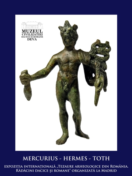 Statueta din bronz reprezentându-l pe zeul MERCURIUS-HERMES-TOTH este expusă la MADRID